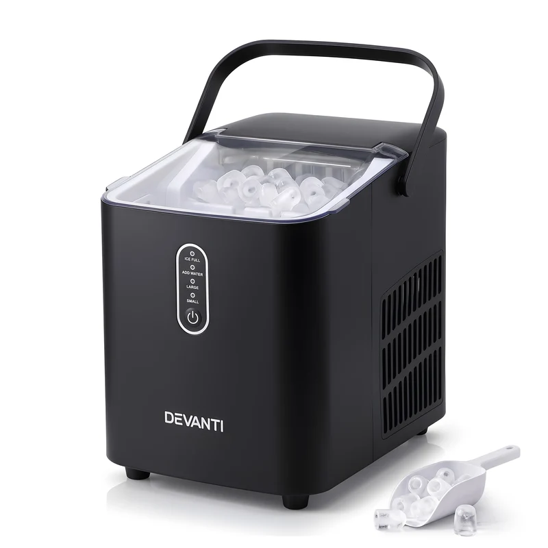 Devanti Ice Maker Portable Ice Machine Countertop Bullet Cube 12KG Black