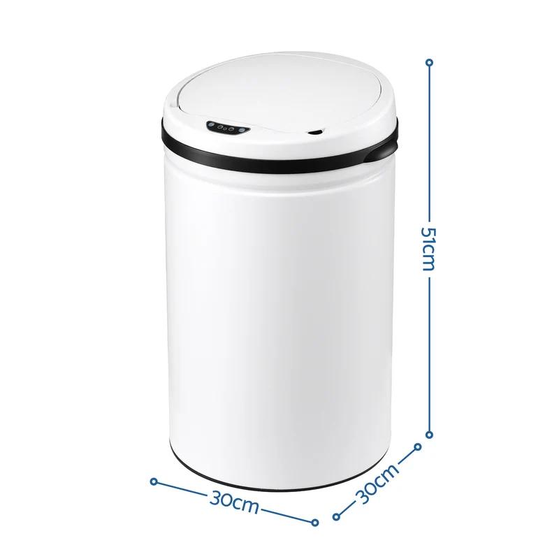 Devanti 30L Sensor Bin Automatic Touchless Trash Can Garbage Rubbish White