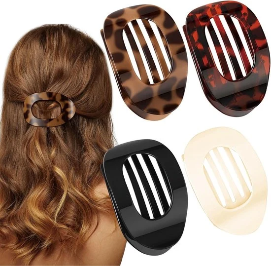 Gebogene Haarklammer mit Anti-Druck-Design | Sanfter, sicherer Halt für dickes & feines Haar | Nylonpolymer 8 × 2,5 × 3 cm | Set 1–3