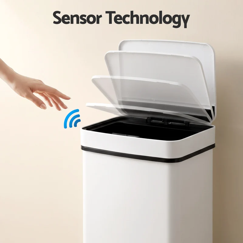 Devanti 72L Sensor Bin Rubbish Bins 4-in-1 Compartment Stainless Steel Trash Can White