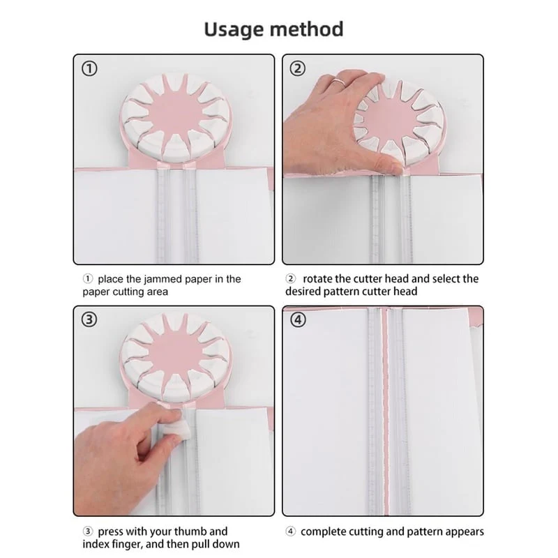 Papier-Randstanzer / Dekorativer Papierschneider | Saubere Kanten in nur einem Zug | Für A4-Papier, Fotos & Bastelprojekte | Sicheres Handmodell mit verschiedenen Mustern