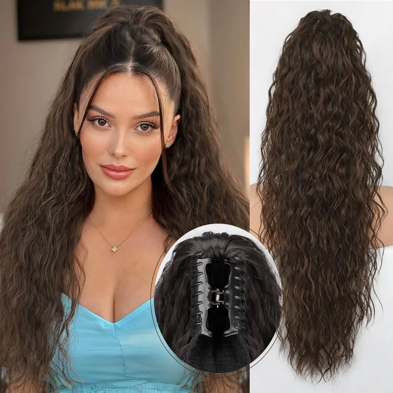 Pferdeschwanz-Extension mit Krallenclip (30 Zoll) | Sofort mehr Volumen & weiche Wellen | Anti-Frizz-Look | In verschiedenen Farben erhältlich
