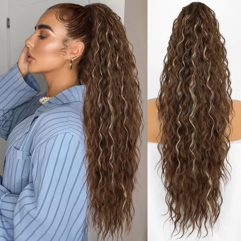 Pferdeschwanz-Extension mit Krallenclip (30 Zoll) | Sofort mehr Volumen & weiche Wellen | Anti-Frizz-Look | In verschiedenen Farben erhältlich