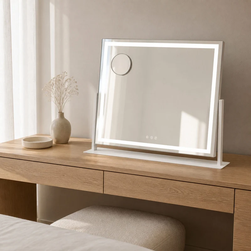 Lenoxx LED Makeup Mirror 64cm x 50.3cm with Adjustable Brightness & Magnifying Mirror