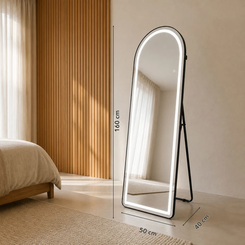 Lenoxx Full-Length Hanging Mirror 160x50cm with LED Lights, Touch Control, USB & Type-C Output