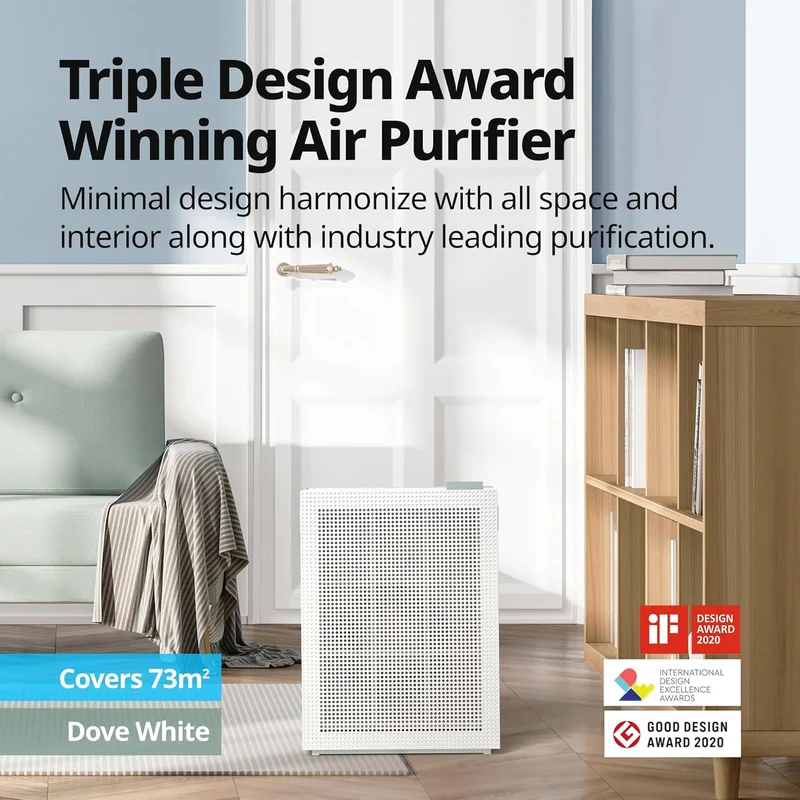 COWAY AIRMEGA 150 HEPA Air Purifier (Dove White) – Sensitive Choice Certified for Allergy & Asthma Relief, Covers Up to 73 m², Allergy-Friendly Home Air Cleaner Australia