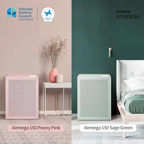 COWAY AIRMEGA 150 HEPA Air Purifier (Sage Green) – Sensitive Choice Certified for Allergy & Asthma Relief, Covers Up to 73 m², Allergy-Friendly Home Air Cleaner Australia
