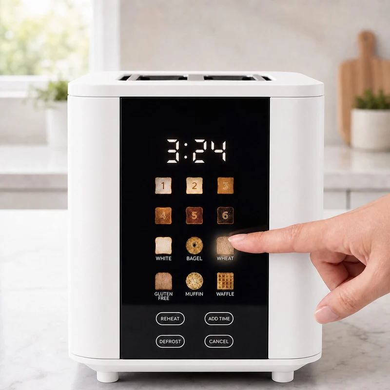 Healthy Choice 4-Slice Digital Toaster 800-950W Smart Touch Screen 6 Browning Levels – White