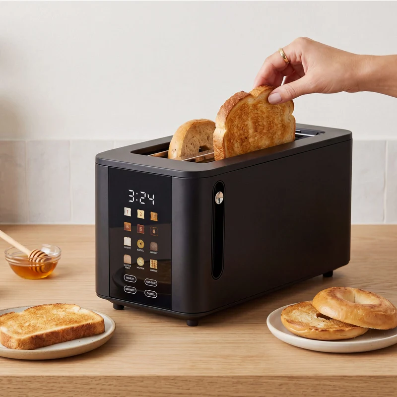 Healthy Choice 4-Slice Digital Toaster 800-950W Smart Touch Screen 6 Browning Levels – Black