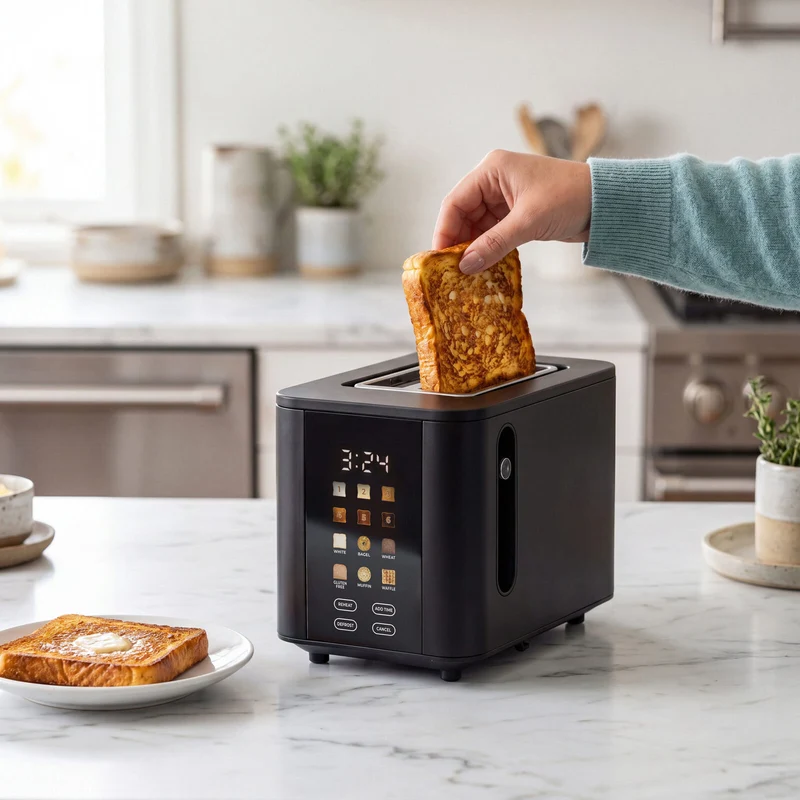 Healthy Choice 2-Slice Digital Toaster 800-950W Smart Touch Screen 6 Browning Levels Reheat & Defrost - Black