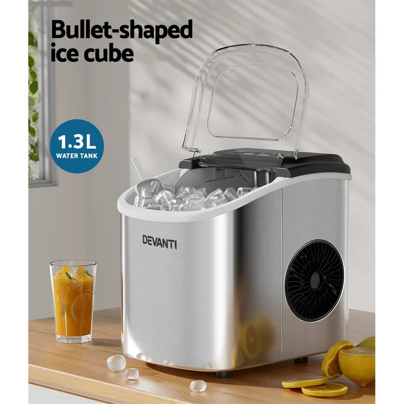Devanti 12kg Ice Maker Machine with Self-cleaning (Silver)