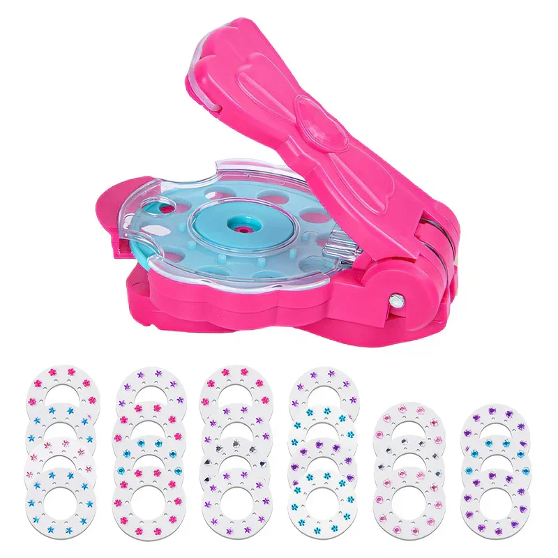 Haar-Glitzer Applikator mit selbstklebenden Strasssteinen | GemGlow Juwel-Heftgerät | Für Haare & Accessoires, ab 6 Jahren, pink