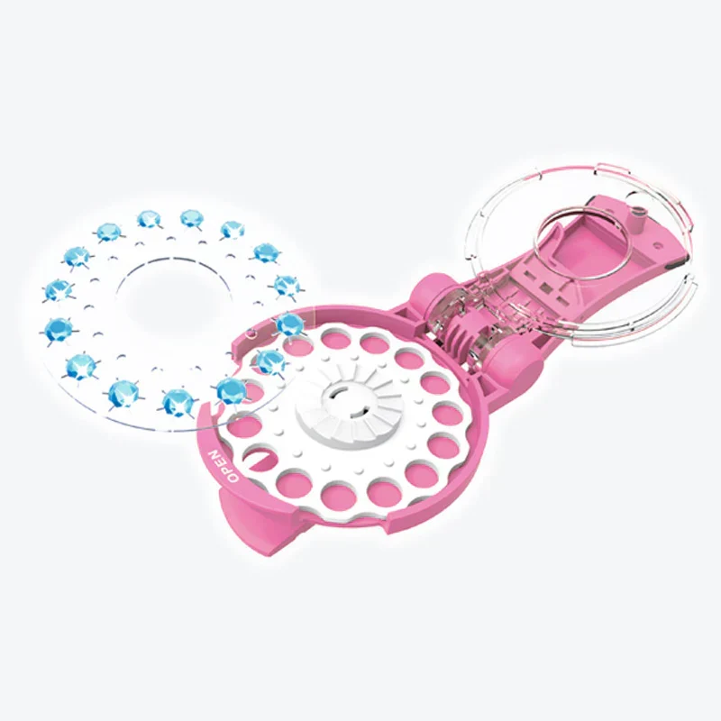 Haar-Glitzer Applikator mit selbstklebenden Strasssteinen | GemGlow Juwel-Heftgerät | Für Haare & Accessoires, ab 6 Jahren, pink