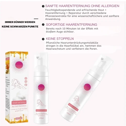 Haarentfernungsspray sanft & effektiv | mit Bienenwachs & Pflanzenextrakten | glatte Haut ohne Rasierbrand | für Körper & Gesicht
