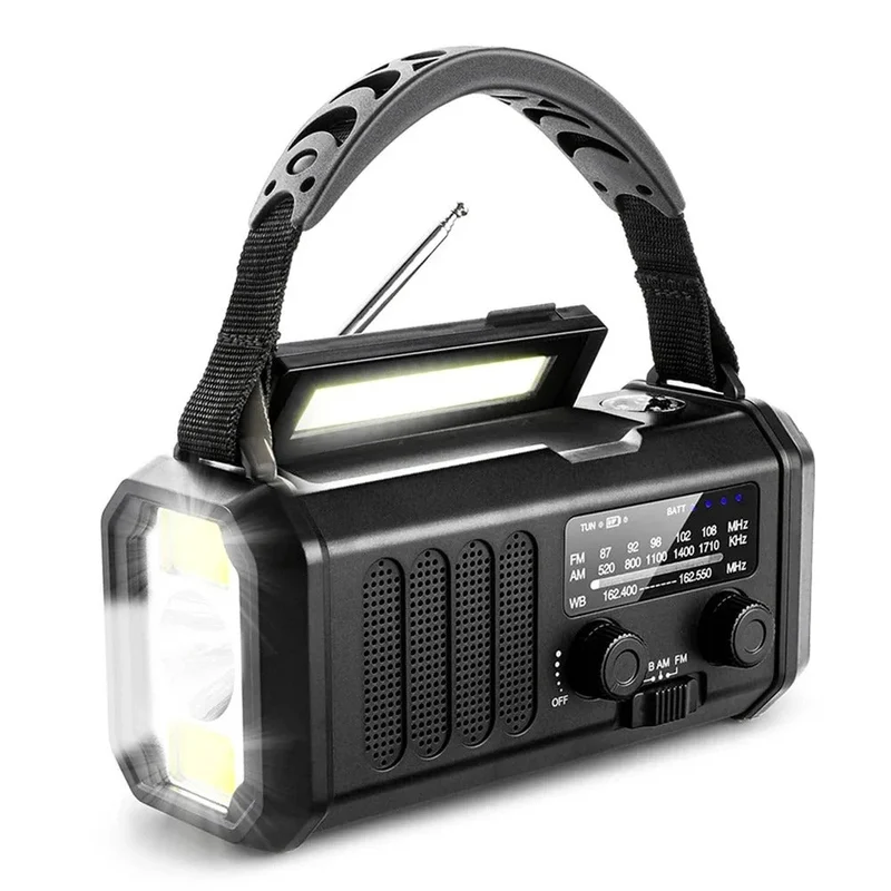 Radio di Emergenza Professionale - Ricaricabile a Manovella & Solare - Potente e Durevole