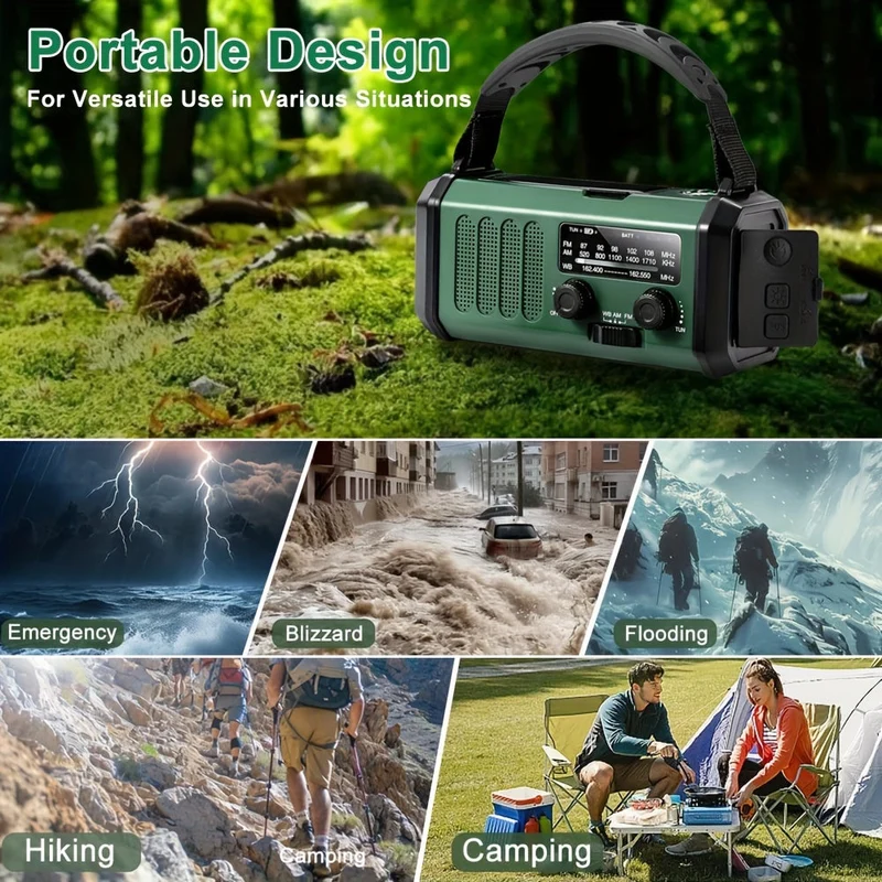 10000mAh Noodradio | Energia Solare & Dinamo a Manovella | AM/FM | Allerta SOS