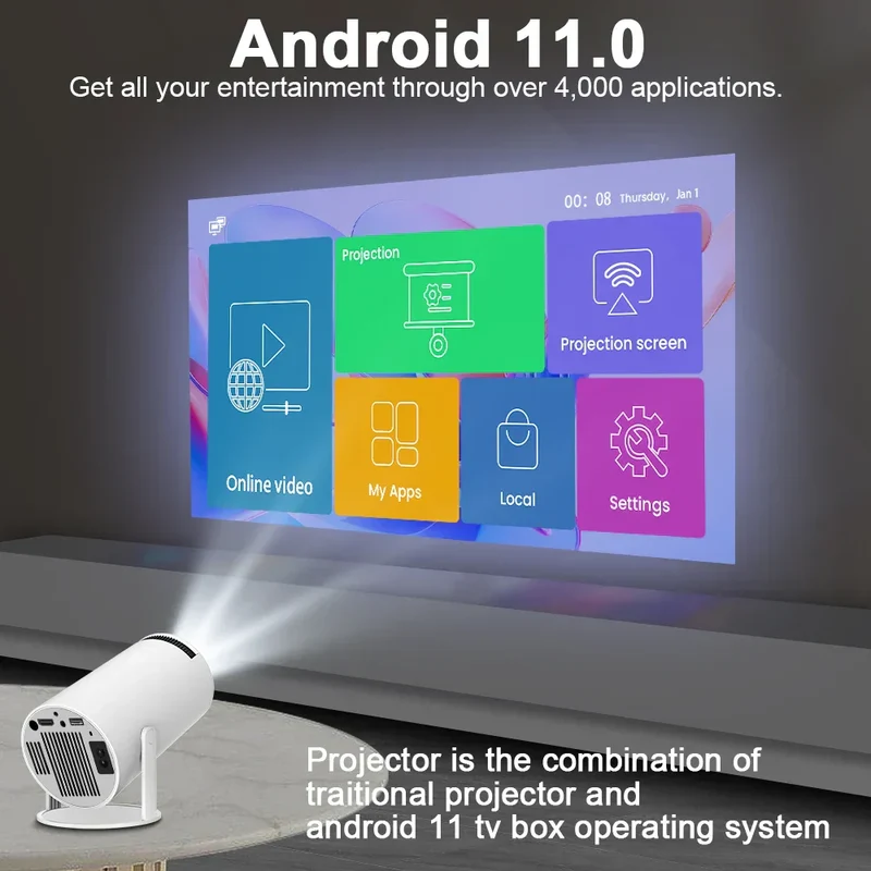 HomeVision Proiettore - Ultra HD | Compatto & Portatile