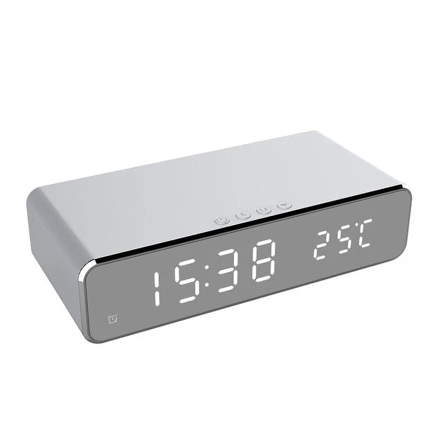 Orologio di Ricarica Wireless | Display LED & Visualizzazione della Temperatura