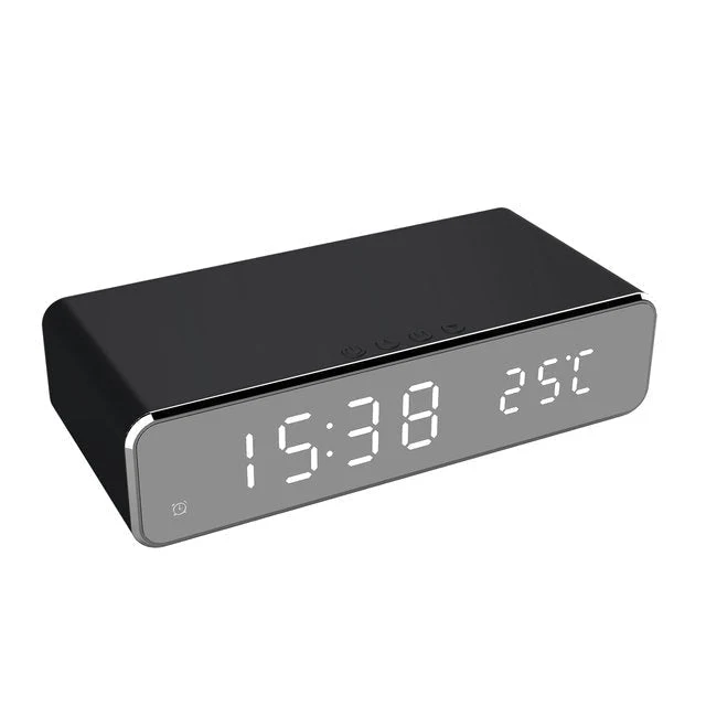 Orologio di Ricarica Wireless | Display LED & Visualizzazione della Temperatura