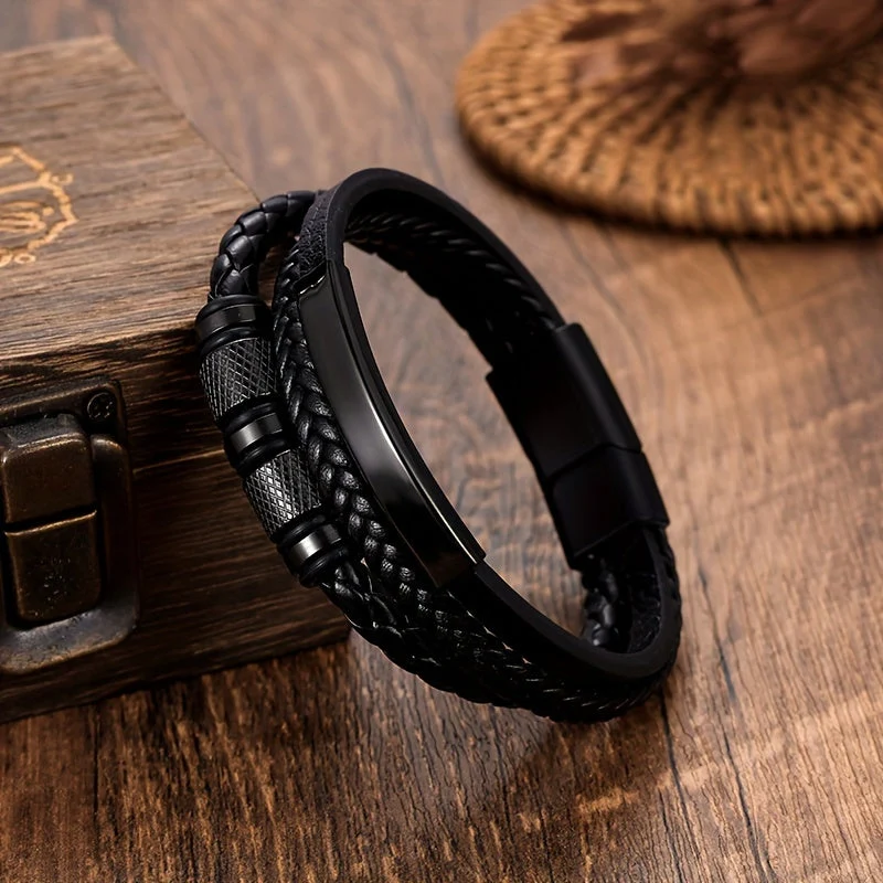 Bracciale da Uomo | Design Intrecciato | Chiusura Magnetica
