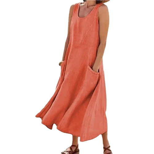 Robe Boho en coton et lin avec poches