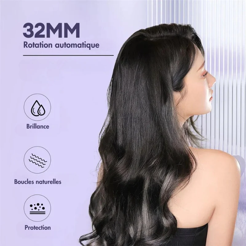 Hollywood Curl - Fer à boucler Rotation automatique 32MM - Protection & Brillance