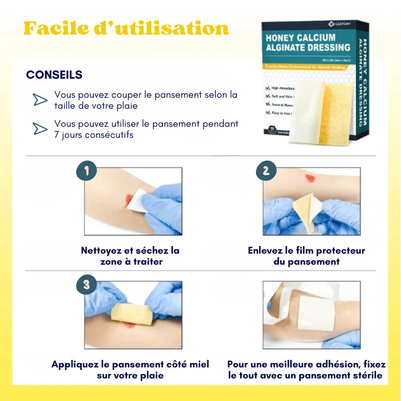 Lot de 10 pansements alginate de calcium miel