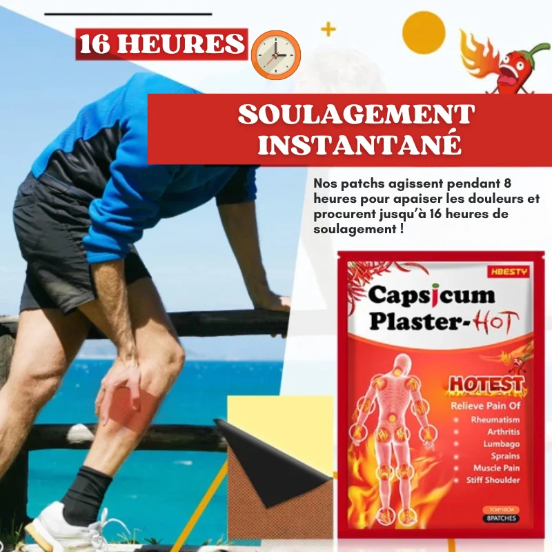 16x Patchs auto-chauffants anti-douleurs articulaires et musculaires