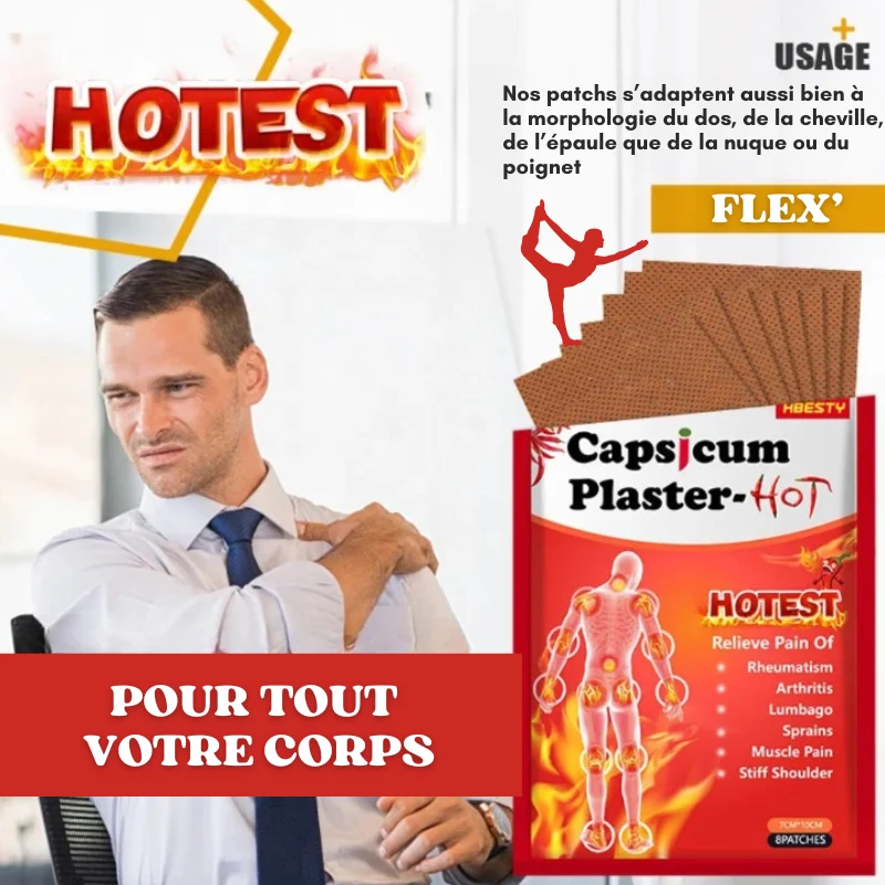 16x Patchs auto-chauffants anti-douleurs articulaires et musculaires