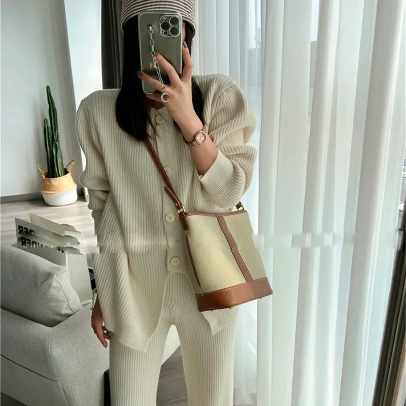 Ensemble Cardigan & Pantalon ample tricoté Élégant et Casual