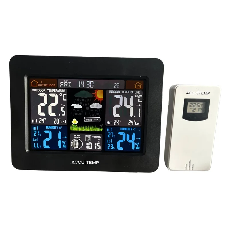 ACCUTEMP CLIMATIC - Station Météo Sans Fil avec Affichage en Couleur