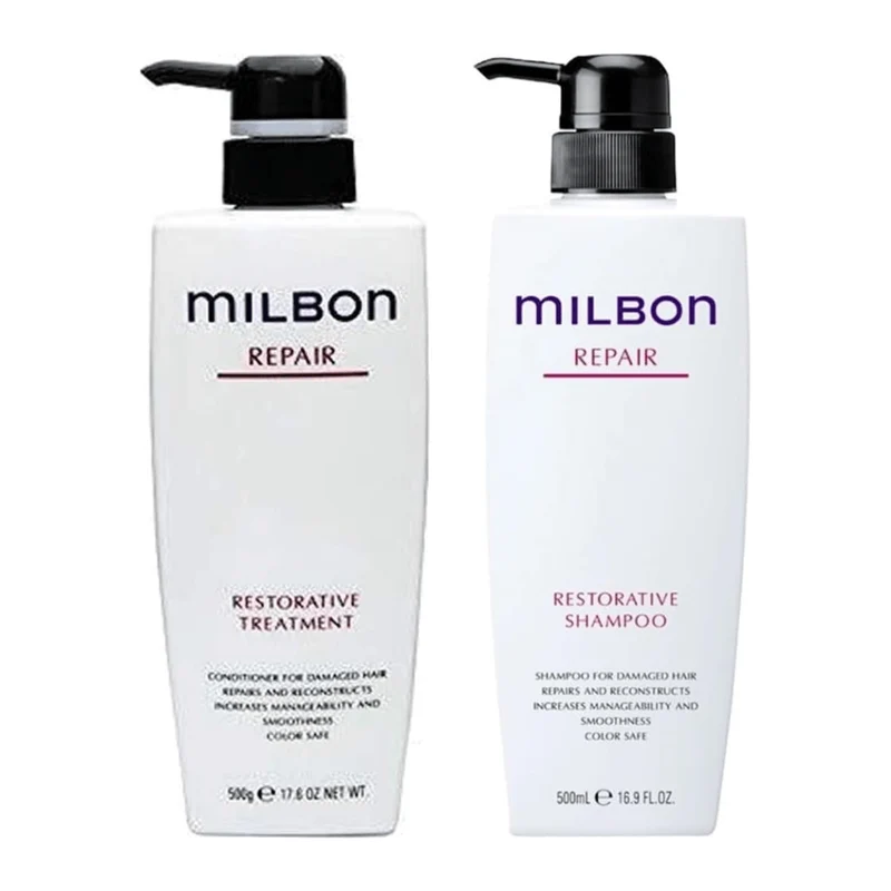 Milbon Repair Restorative Shampoo & Treatment 500ml 17.6oz Set Bottle