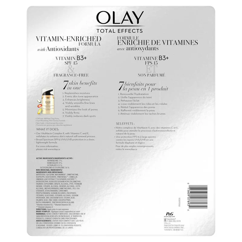 OLAY - Ensemble de 2 Hydratant Nourrissant Total Effects