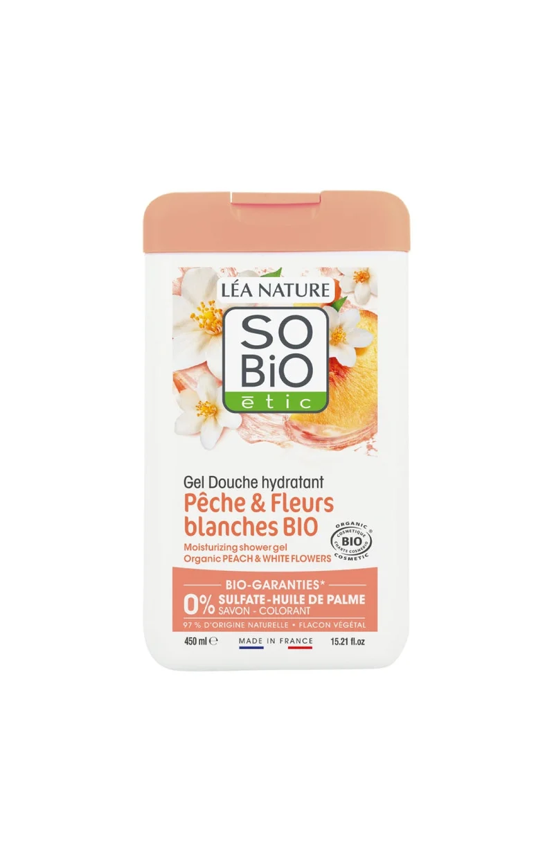 Gels douche bio hydratants - Pêche & fleurs blanche - 2 x 450 ml