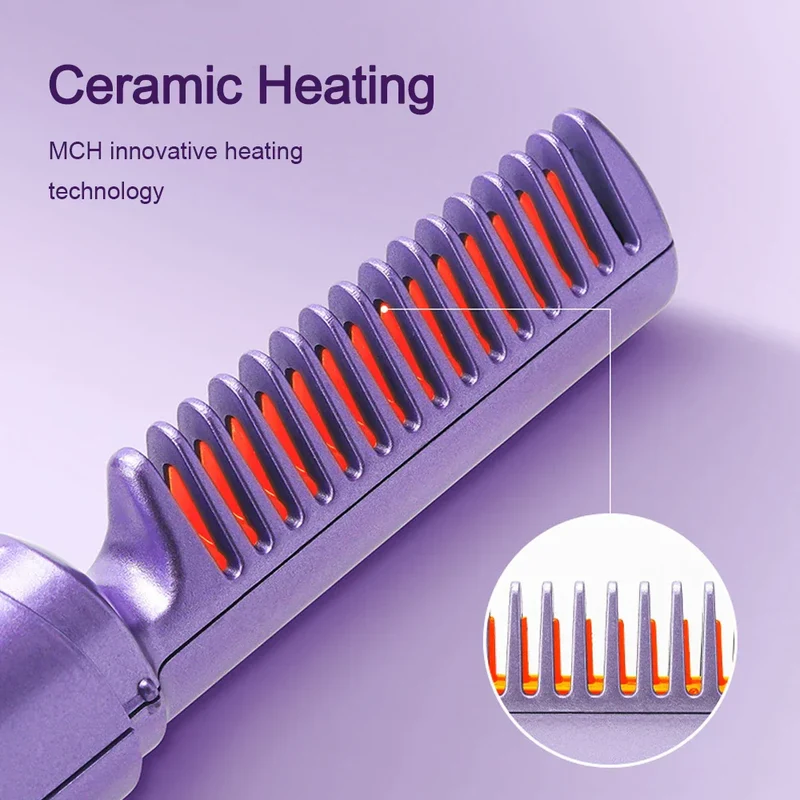 Kabellose Haarglättbürste Heizkamm | Anti-Frizz Styling Tool mit Temperaturstufen | schnelles Glätten & glänzendes Haar