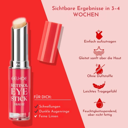 Retinol Augencreme Stick gegen Augenringe & Falten | Anti-Aging Augenpflege mit Squalan & Astaxanthin | glättend & aufhellend | 16g
