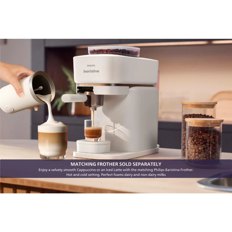 Philips Baristina Compact Bean-to-Cup Espresso Coffee Machine (Cloud White)