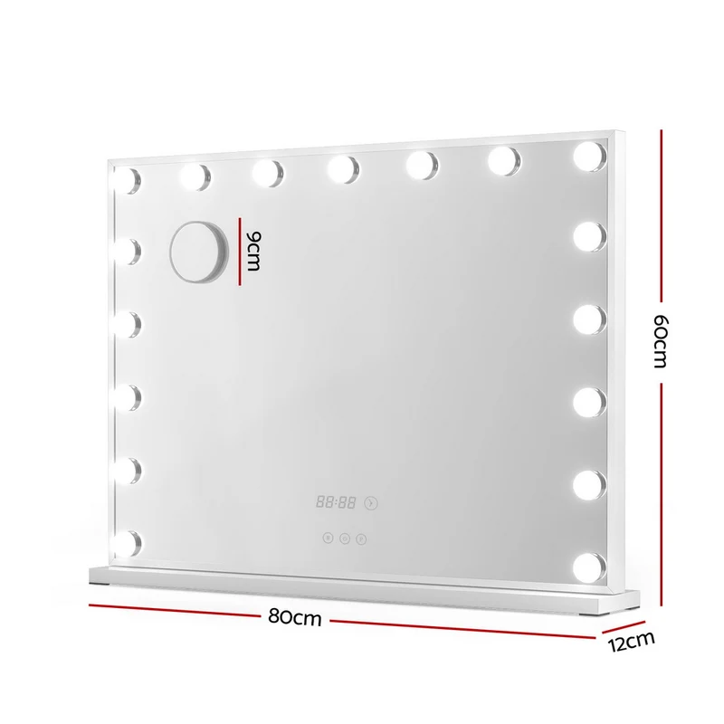 Embellir Makeup Mirror 80x60cm Hollywood Vanity with LED Light Tabletop White