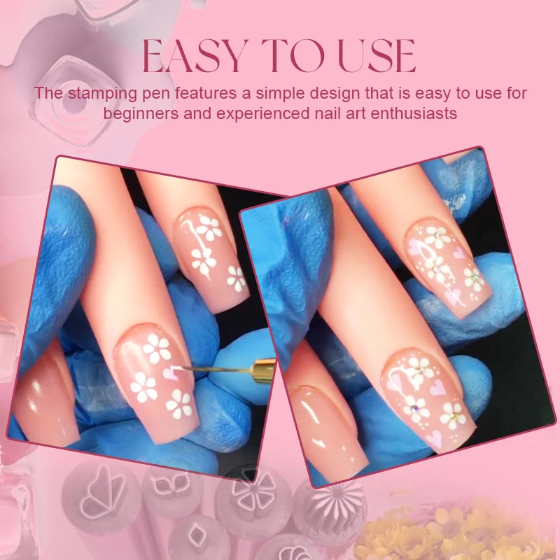 StempelPerfekt™ Nail Art Stempelstift | Präzise Poliermuster | Schnelltrocknende Tinte | Kompakt & Einfach zu Reinigen