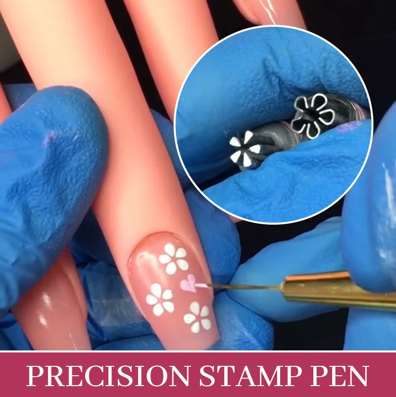StempelPerfekt™ Nail Art Stempelstift | Präzise Poliermuster | Schnelltrocknende Tinte | Kompakt & Einfach zu Reinigen