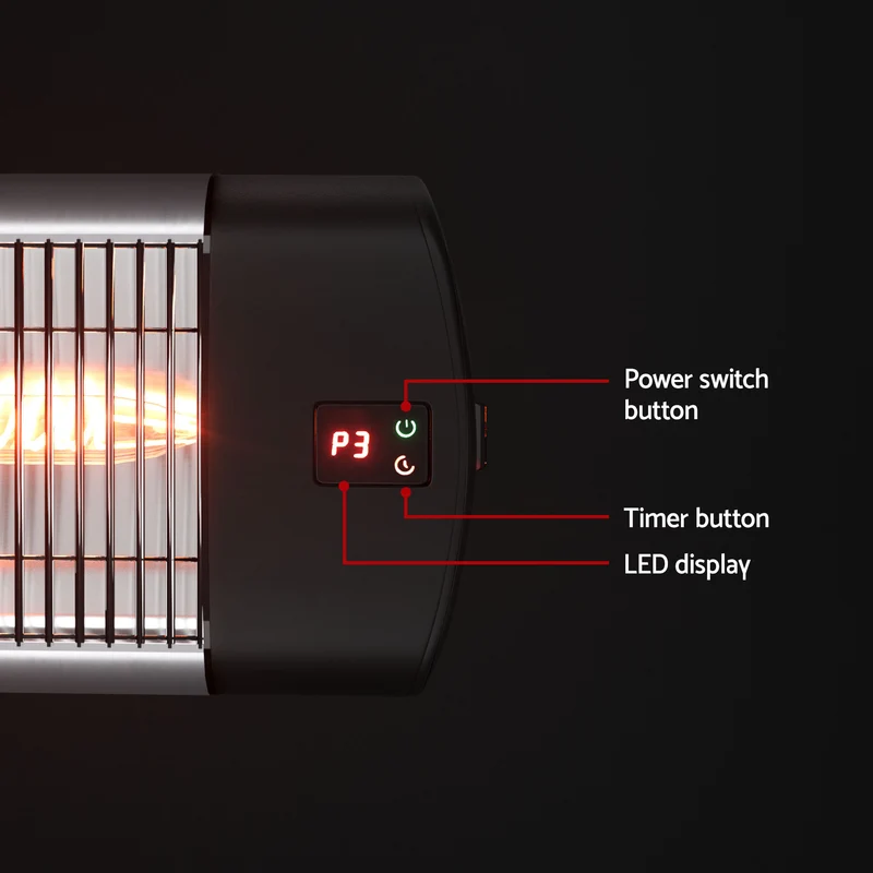 Devanti 2-Pieces Electric Radiant Strip Heater Outdoor Indoor Patio Infrared Heaters 3000W
