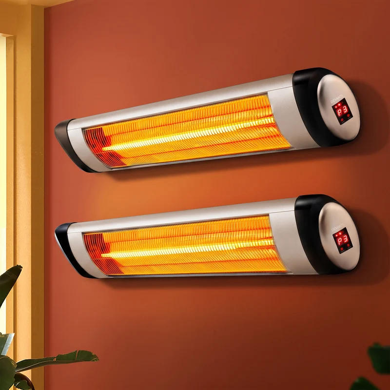 Devanti 2-Pieces Electric Radiant Strip Heater Indoor Outdoor Patio Remote Control 1500W