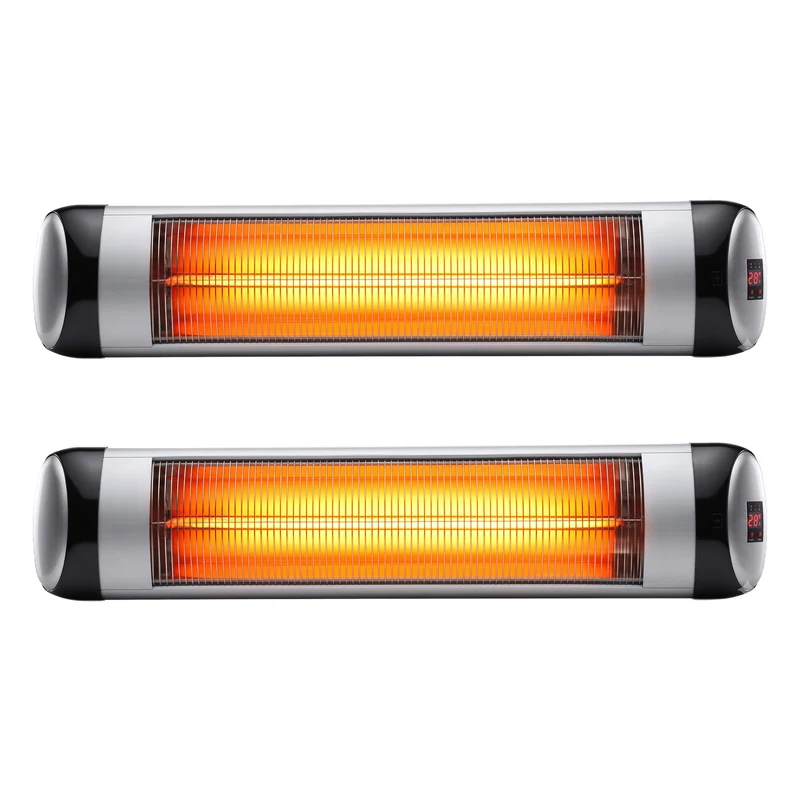 Devanti 2-Pieces Electric Radiant Strip Heater Indoor Outdoor Patio Remote Control 1500W