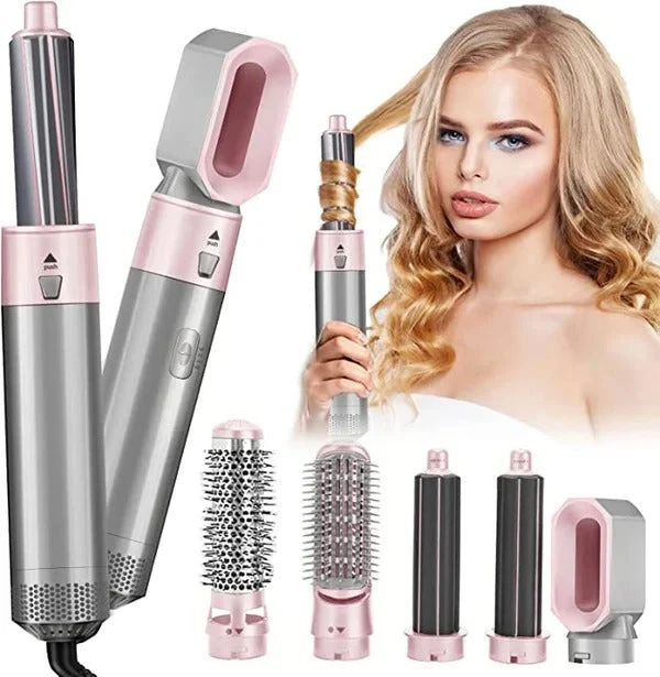 5-in-1 Haartrockner & Styling Bürste Set | Warmluft Styler für Glätten, Locken & Volumen | professioneller Haarstyler für Zuhause