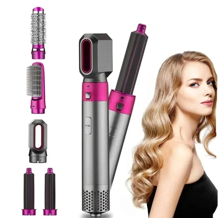 5-in-1 Haartrockner & Styling Bürste Set | Warmluft Styler für Glätten, Locken & Volumen | professioneller Haarstyler für Zuhause