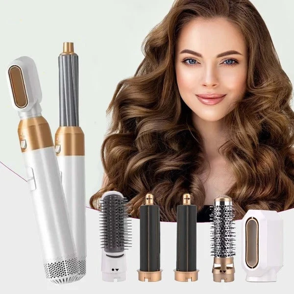 5-in-1 Haartrockner & Styling Bürste Set | Warmluft Styler für Glätten, Locken & Volumen | professioneller Haarstyler für Zuhause