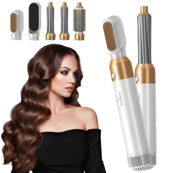 5-in-1 Haartrockner & Styling Bürste Set | Warmluft Styler für Glätten, Locken & Volumen | professioneller Haarstyler für Zuhause