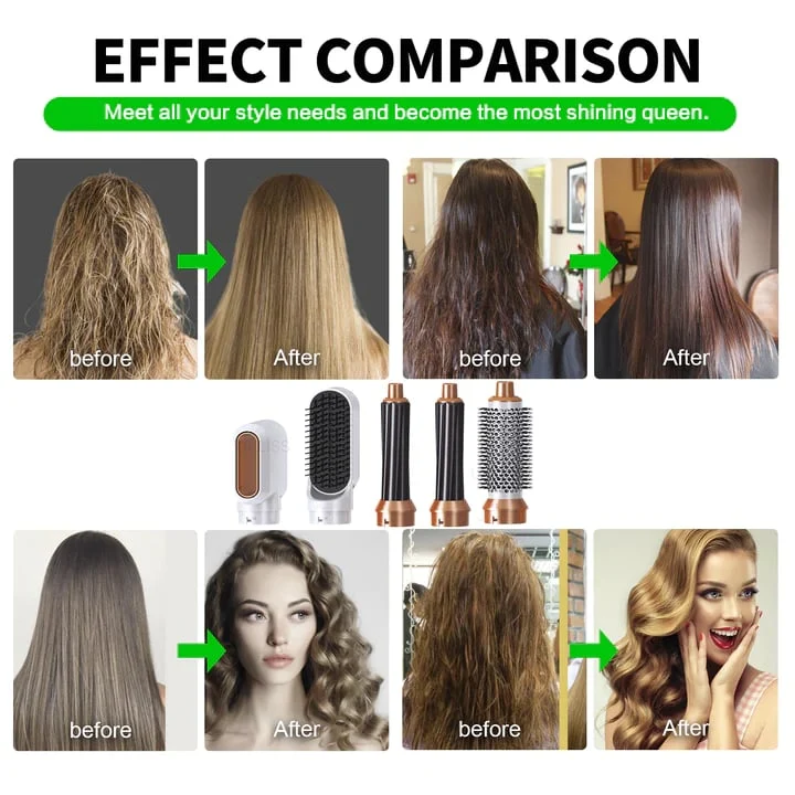 5-in-1 Haartrockner & Styling Bürste Set | Warmluft Styler für Glätten, Locken & Volumen | professioneller Haarstyler für Zuhause