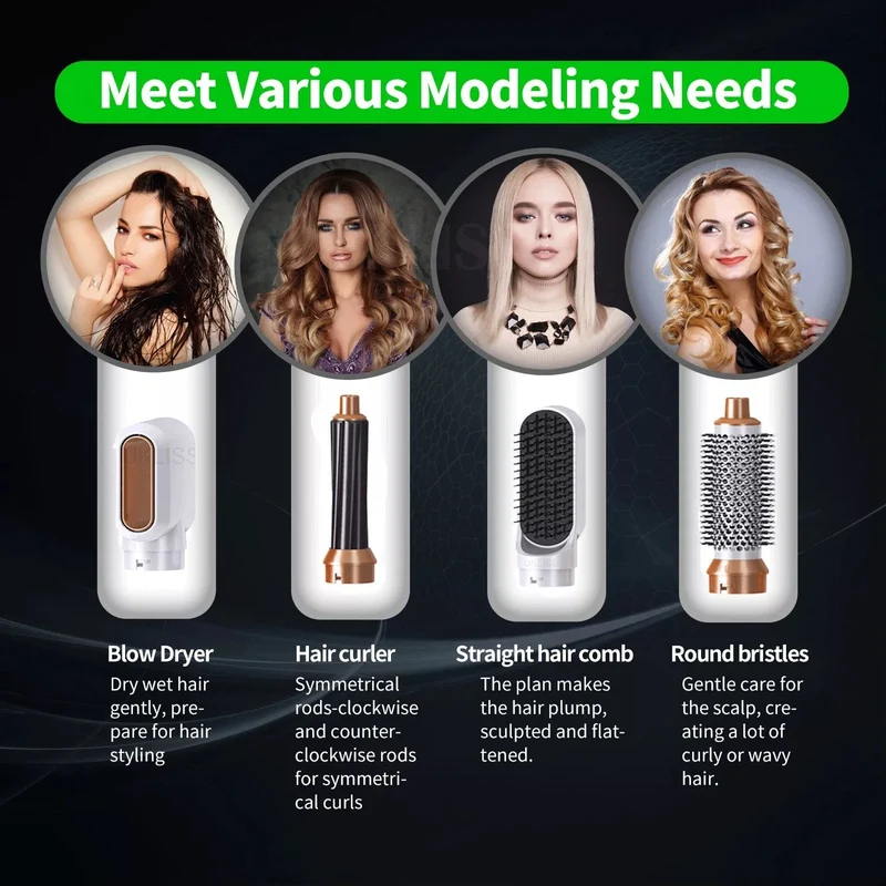 5-in-1 Haartrockner & Styling Bürste Set | Warmluft Styler für Glätten, Locken & Volumen | professioneller Haarstyler für Zuhause