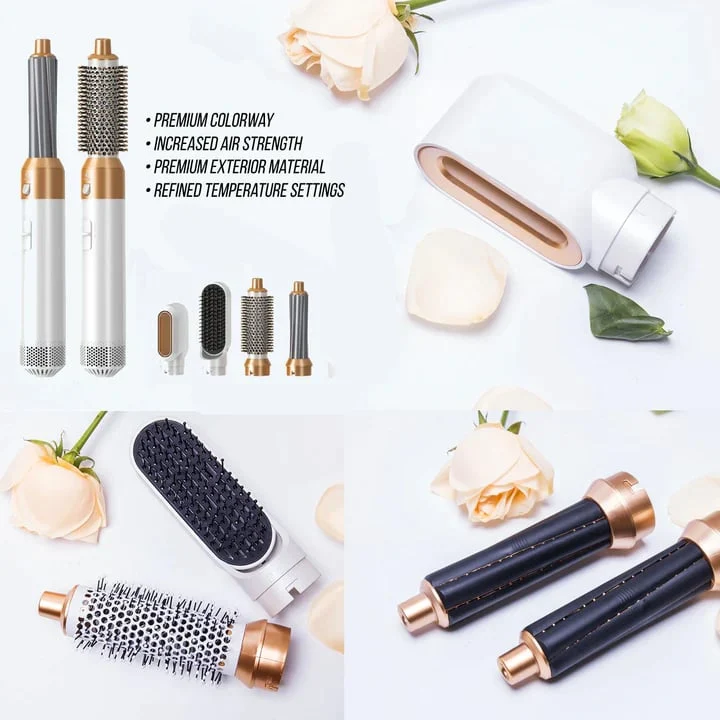 5-in-1 Haartrockner & Styling Bürste Set | Warmluft Styler für Glätten, Locken & Volumen | professioneller Haarstyler für Zuhause